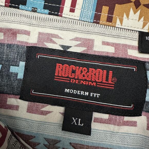 Rock & Roll Denim Modern Aztec Western Men’s Shirt - Picture 8 of 14